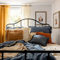 Lenjerie de pat King Size, Moises, Homla, 3 piese, 200x220 cm, bumbac, albastru/bej
