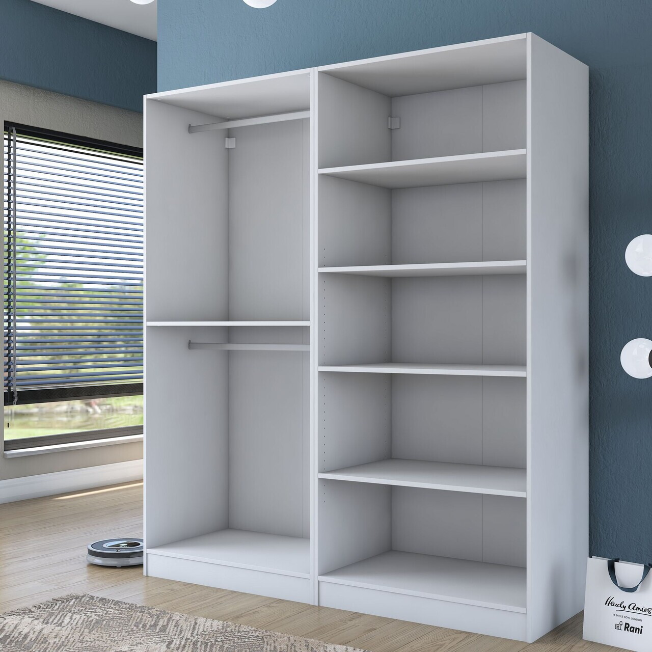 Dulap pentru haine, Hanah Home, BA208, 180x210x57.5 cm, PAL melaminat, Alb - view 7