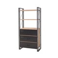 Biblioteca Cosmo Cortex, Sapphire, 90x35x180 cm, natural/negru