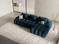 Coltar extensibil dreapta 3 locuri, Linz, Cosmopolitan Design, 275x142x84 cm, catifea, albastru petrol inchis