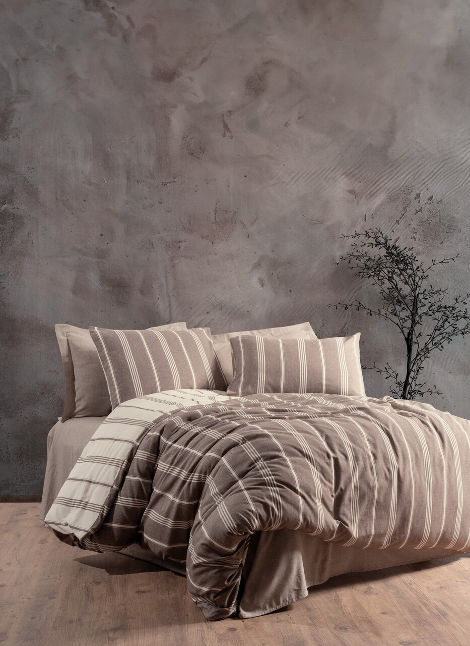 Lenjerie de pat dubla, Jamira - Brown, Cotton Box, 85% bumbac / 15% poliester