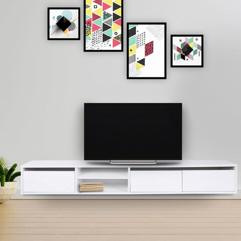 Comoda TV, Mod Design, Dublin, 180x30x25cm, Alb