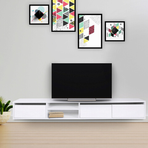 Comoda tv, mod design, dublin, 180x30x25 cm, alb