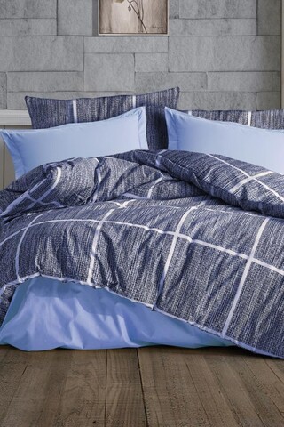 Lenjerie de pat dubla, Rian - Blue, Dowry World, 65% bumbac/35% poliester