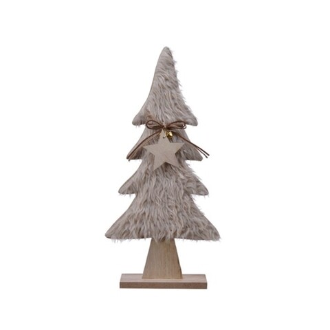 Decoratiune Tree faux fur on base, Decoris , 5x16x44 cm, MDF, bej