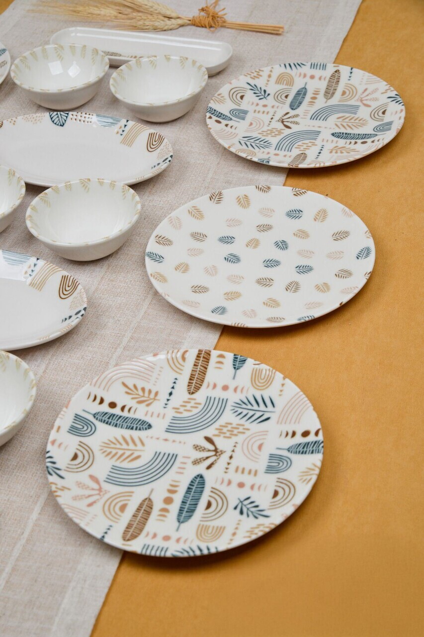 Set de mic dejun, Hermia, 858CMR1101, Portelan, Platou mare: 21,5 x 2,5 cm (2 bucăți) , Multicolor - view 2