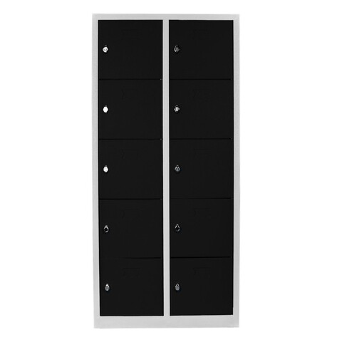Dulap de depozitare cu incuietoare, Shelvoria, Js1017Sı, 79x170x40 cm, Otel, Gri/Negru