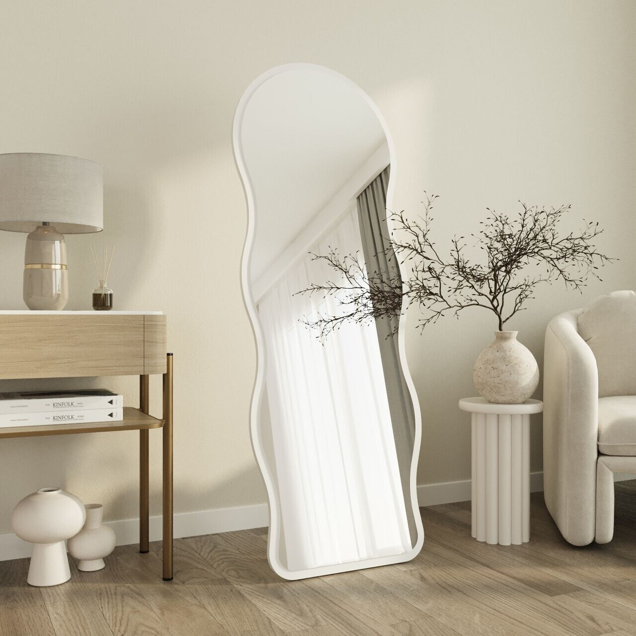 Oglinda Cheval, Hanah Home, Asial, 50x160x2.2 cm, Alb