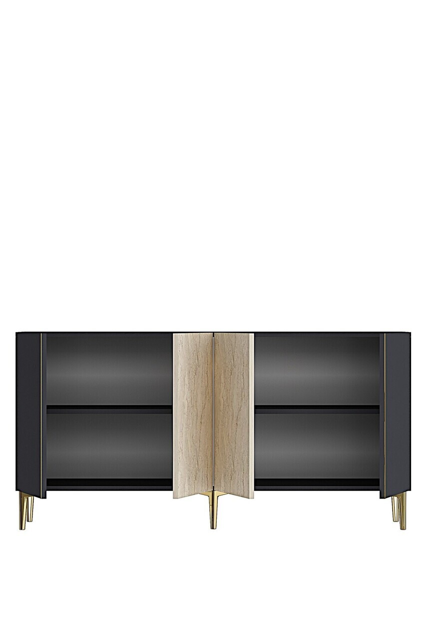 Consola, Hanah Home, Poli 150, 150x75x32 cm, Antracit / Travertin / Auriu — imaginea 5