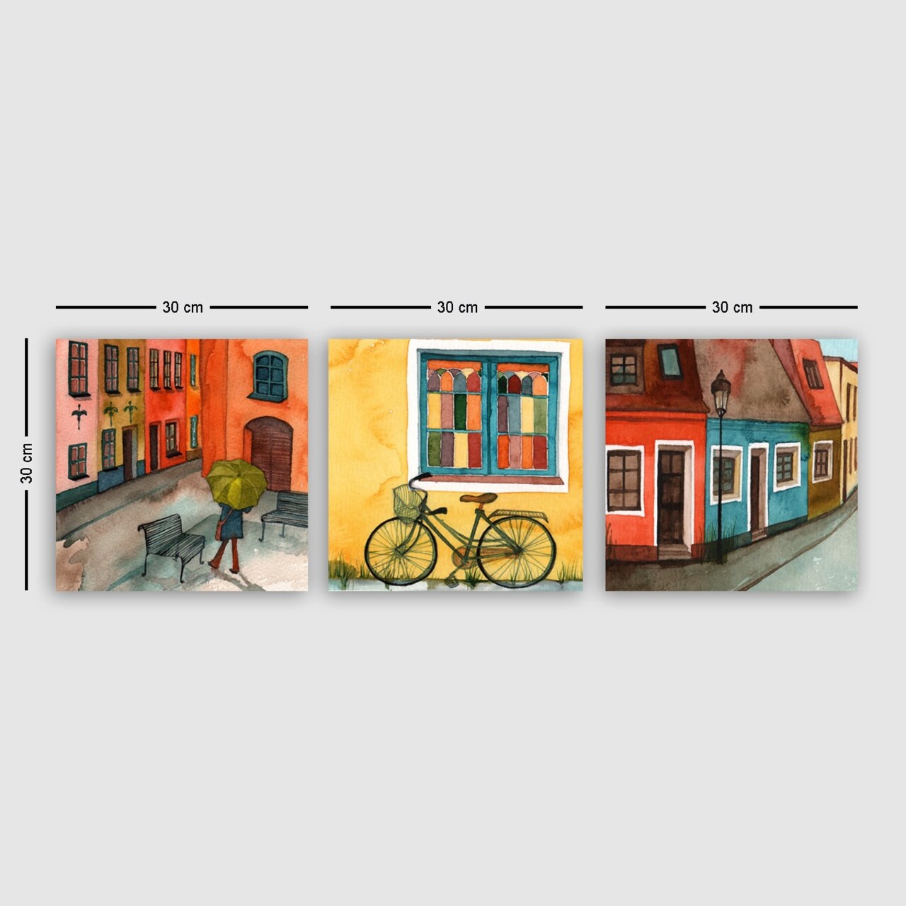 Set 3 tablouri decorative, DRPRC18, Cadru: 100% LEMN (grosime: 3 cm), Multicolor - view 2
