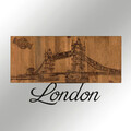 Decoratiune de perete, London, lemn/metal, 58 x 35 cm, negru/maro