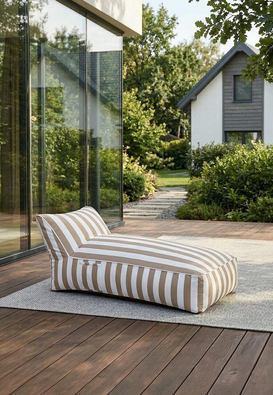 Sezlong Maris, Homla, 150x70x65 cm, poliester/spuma, alb/bej