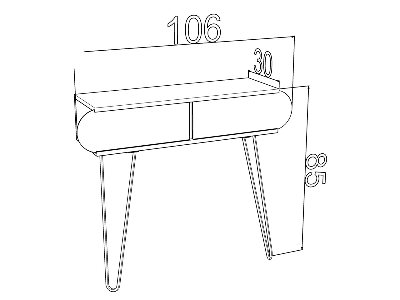 Consola Mingitav Illia No.5, 106 X 30 X 85 Cm, PAL/metal, Oak/alb