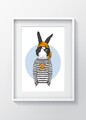 Tablou decorativ Rabbit Pirate, Oyo Kids, 29x24 cm, lemn/MDF, multicolor