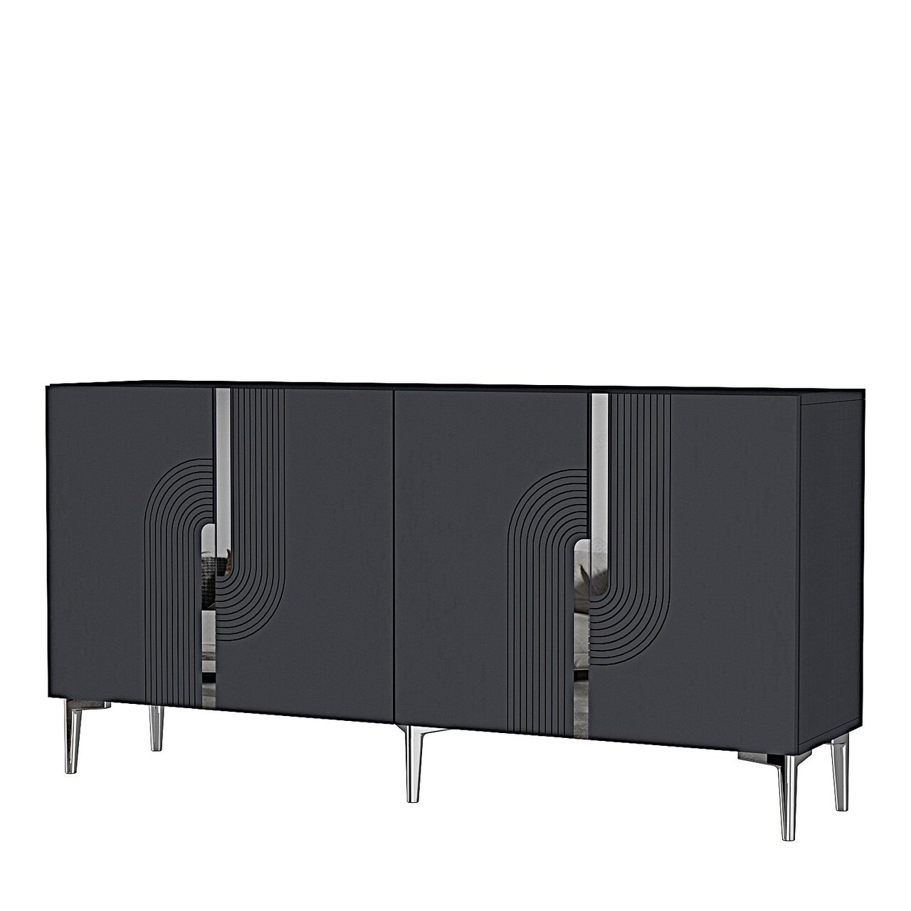 Consola, Hanah Home, Meyra 150, 150x75x32 cm, PAL , Antracit / Argintiu - view 4