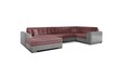 Coltar extensibil stanga 5 locuri ELTAP, Damario, 338x189x78 cm, lemn/poliester, roz/gri