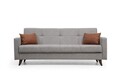 Canapea extensibila cu 3 locuri, Misty, 730MST1205, Cadru: METAL/LEMN, Gri deschis