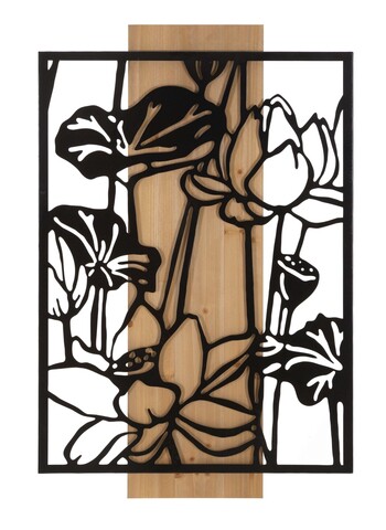 Decoratiune de perete Lotus, Mauro Ferretti, 60x90 cm, fier/MDF, negru/maro