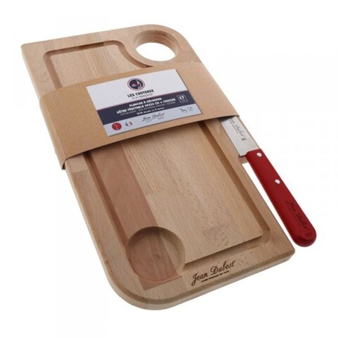 Set tocator si cutit pentru decojit Les Couteaux, Jean Dubost, 39×23 cm, inox/lemn de fag, rosu Jean Dubost