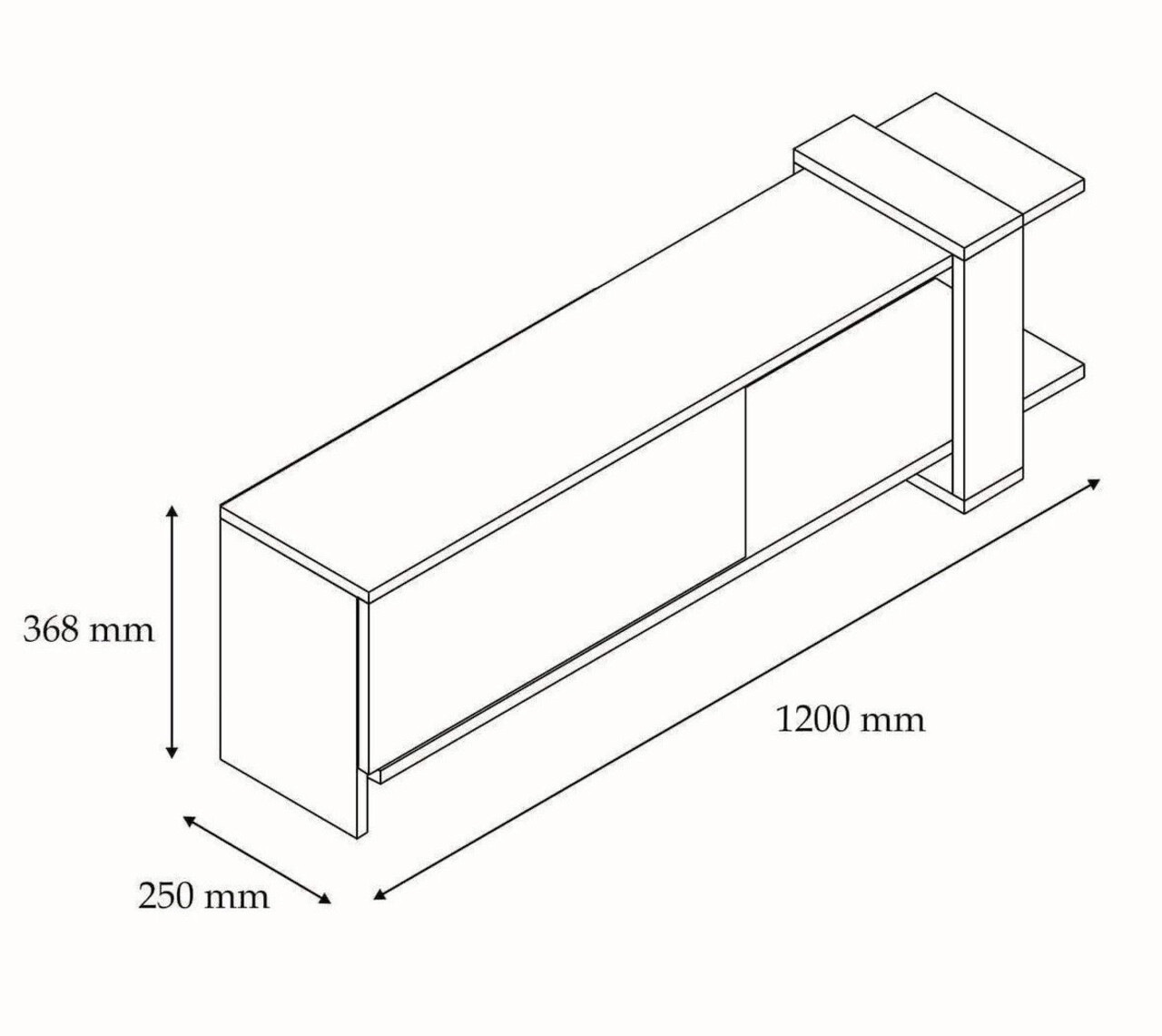 Comoda TV, Puqa Design, Funda, 120x36.8x25 cm, PAL, Antracit/Alb