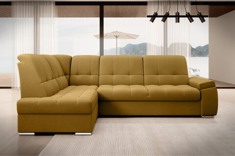 Coltar extensibil stanga 3 locuri ELTAP, LT-45NU, Sado, 272x192x95 cm, lemn/poliester, mustar