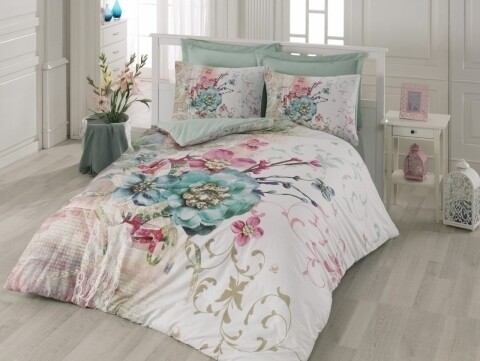 Lenjerie de pat dubla Norma, Cotton Box, 4 piese, 240 x 260 cm, 100% bumbac ranforce, multicolora