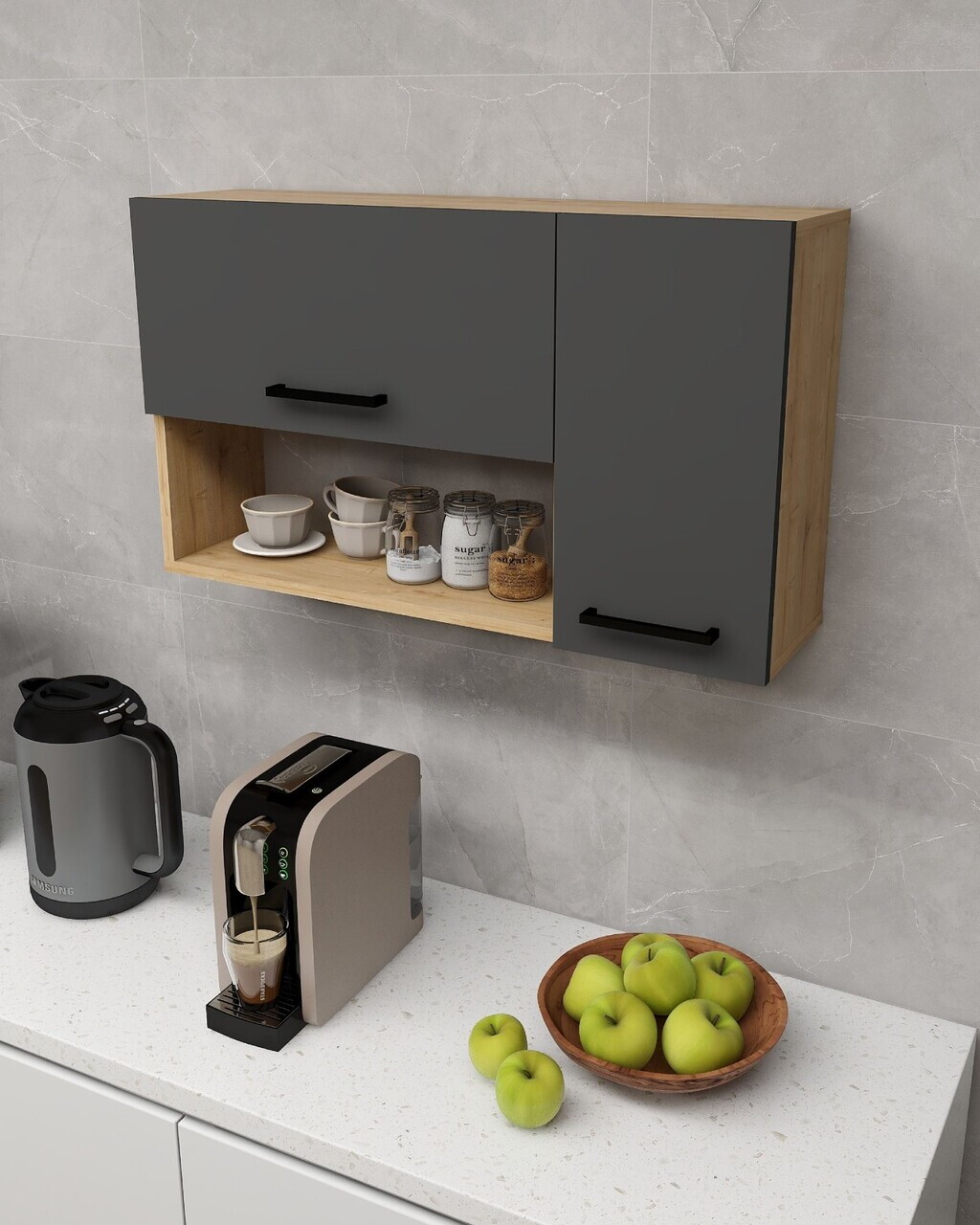 Dulap multifunctional, Hanah Home, Akasya, 90x52x23.8 cm, PAL, Stejar safir / Antracit — imaginea 3