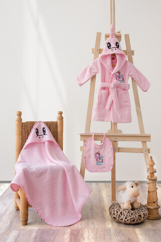 Set de baie pentru bebeluși, Cotton Box, Unicorn, Bumbac, Roz