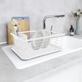 Scurgator de vase cu suport pentru tacamuri Drip, Wenko, 36x30x15 cm, metal/polipropilena, alb