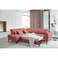 Coltar extensibil stanga 4 locuri ELTAP, LT-24LU, Noble, 255x201x100 cm, lemn/poliester, roz inchis