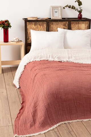 Cuvertura matlasata dubla, Muslin - Tile Red v2, DC Home, Bumbac 