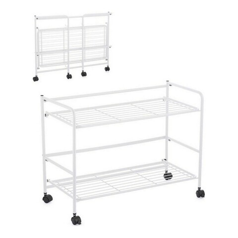Carucior depozitare pliabil confortime, 67x30x44.8 cm, metal, alb