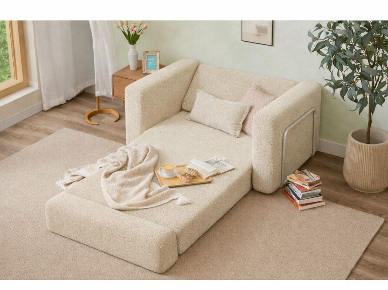 Fotoliu extensibil, Atelier del Sofa, 118FVL1103, Tesatura Boucle, Crem - view 3