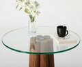 Masuta de cafea, Neostill, Thales, 50x50x50 cm, Sticla temperata, Nuc / Transparent