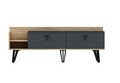 Comoda TV, Olivia, Mia, 150 x 55 x 35 cm, pal melaminat, stejar/antracit