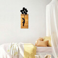 Decoratiune de perete, Chıld And Balloons, 50% lemn/50% metal, 30 x 86 cm, Negru