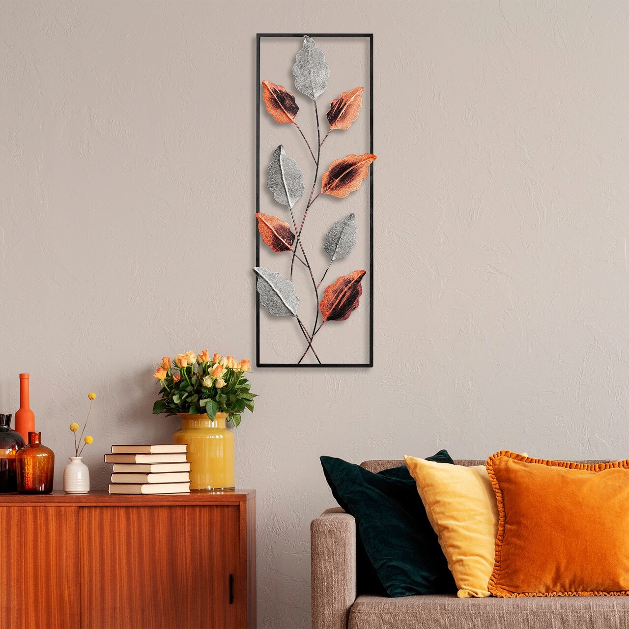 Decoratiune de perete, Fagus, Metal, Dimensiune: 32 x 90 cm, Multicolor - 2 | YEO