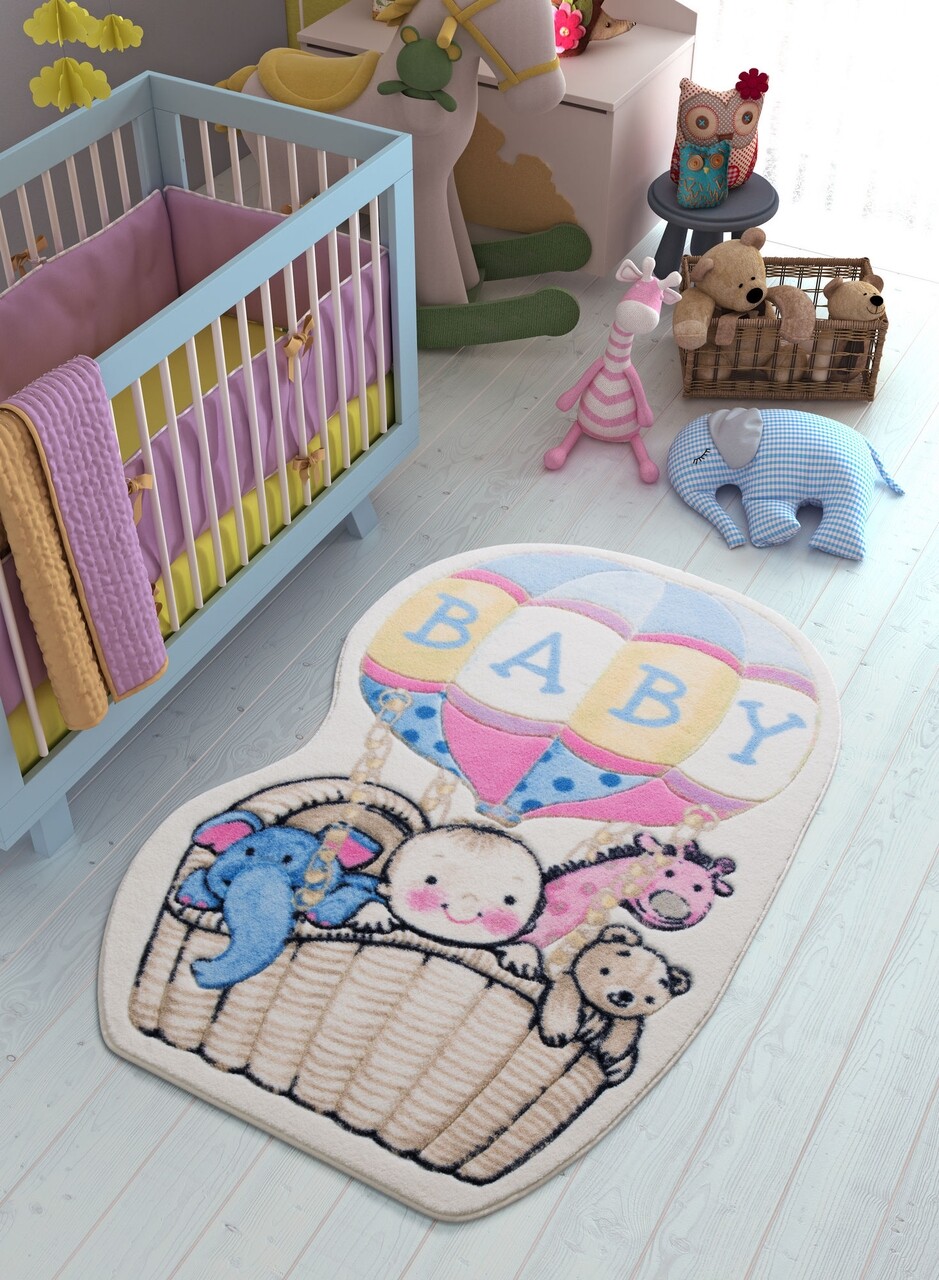 Covor Air Balloon - Blue Confetti 133x190 cm poliamida multicolor