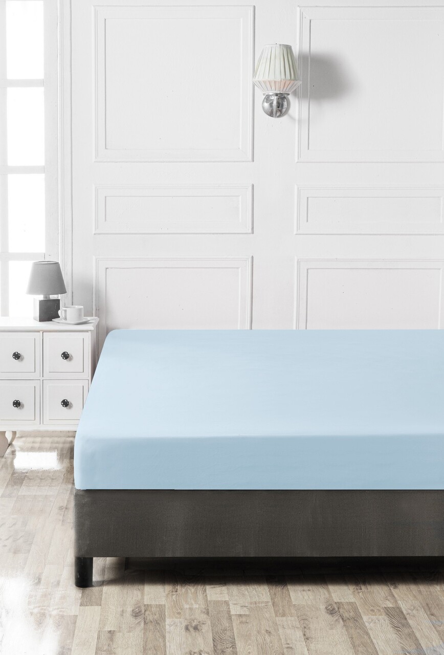 Cearceaf de pat cu elastic Ranforce Single Small (FR), L'essentiel Maison, Light Blue, Albastru deschis - imagine 3