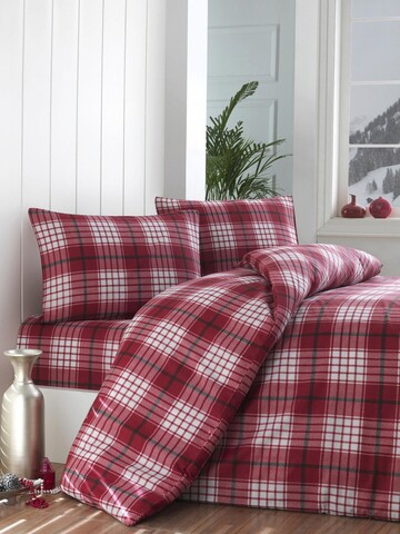 Lenjerie de pat dubla super king (eu) (it), 3 piese, ekose v2 - red, eponj home, 65% bumbac/35% poliester