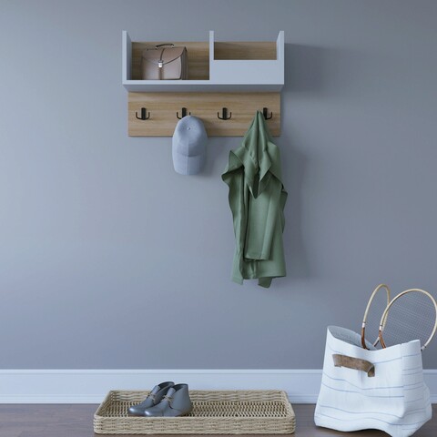 Raft de perete, zena home, sameul, 72x44.6x23.8 cm, pal, stejar / alb