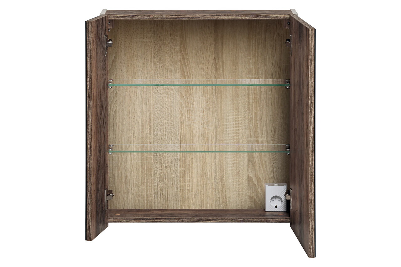Cabinet cu oglinda si 2 usi, Santa Fe Taupe, Comad, 60x17x65 cm, PAL laminat, gri — imaginea 3