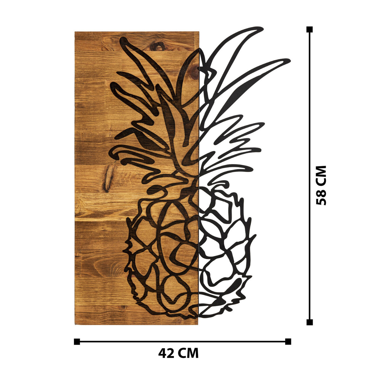 Decoratiune de perete, Bahama, lemn/metal, 42 x 58 cm, negru/maro