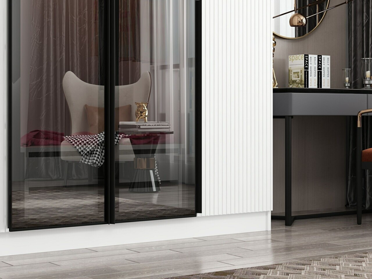Dulap pentru haine, Hanah Home, Nisa, 270x210x52 cm, Alb — imaginea 5