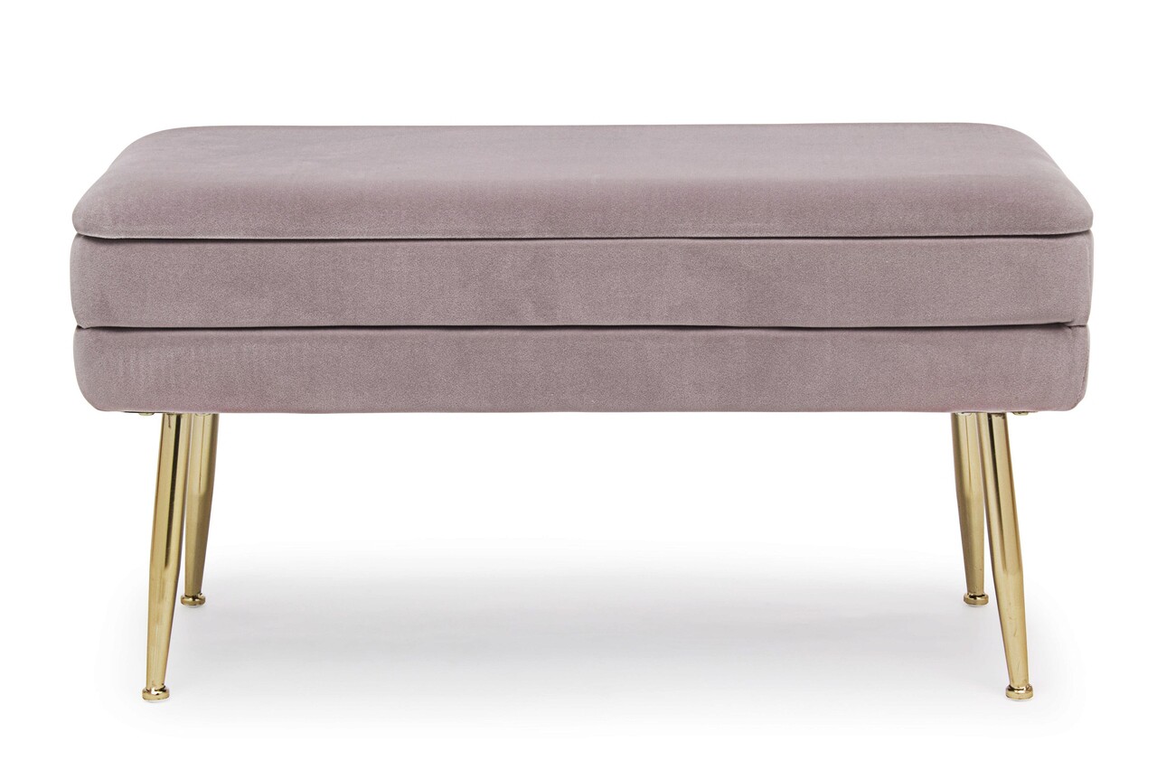 Bancheta cu spatiu pentru depozitare, Pavlina Mauve, Bizzotto, 79.5x37.5x42 cm, catifea, mov pal - 1 | YEO