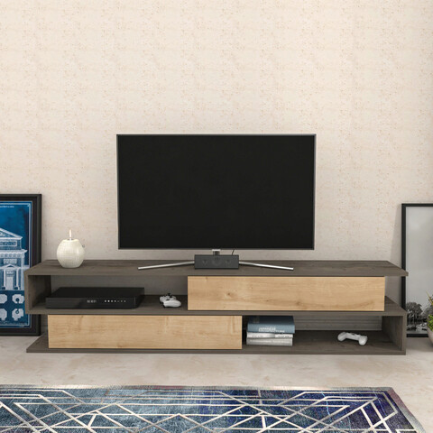 Comoda tv, retricy, cortez, 160x35.3x38.6 cm, pal, wenge / stejar