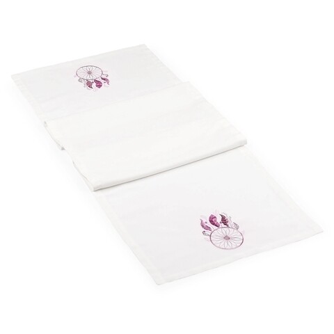 Traversa pentru masa aster, decomex, 50x150 cm, poliester, alb/lila