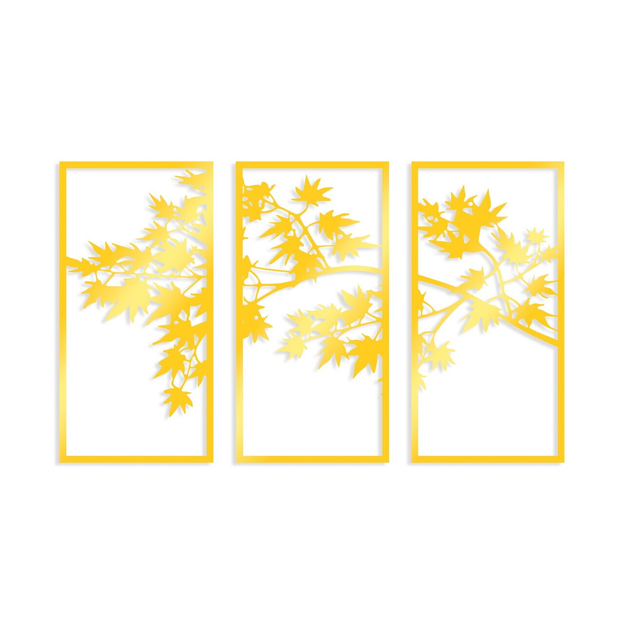 Decoratiune de perete, Golden Triple Tree 3, 34 x 67 cm, 3 piese, Auriu — imaginea 4