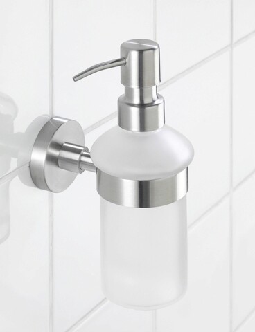 Dozator sapun lichid Bosio Matt, Wenko, 7x11x18 cm, inox/sticla, argintiu mat