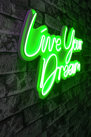 Decoratiune luminoasa LED, Live Your Dream, Benzi flexibile de neon, DC 12 V, Verde mezoni.ro